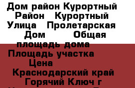 Дом-район Курортный › Район ­ Курортный › Улица ­ Пролетарская › Дом ­ 49 › Общая площадь дома ­ 58 › Площадь участка ­ 750 › Цена ­ 4 500 000 - Краснодарский край, Горячий Ключ г. Недвижимость » Дома, коттеджи, дачи продажа   . Краснодарский край